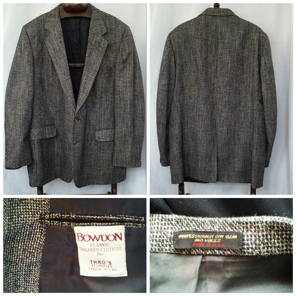 Bowdon sport coat Gray grey ~44R Vintage - Picture 6 of 7